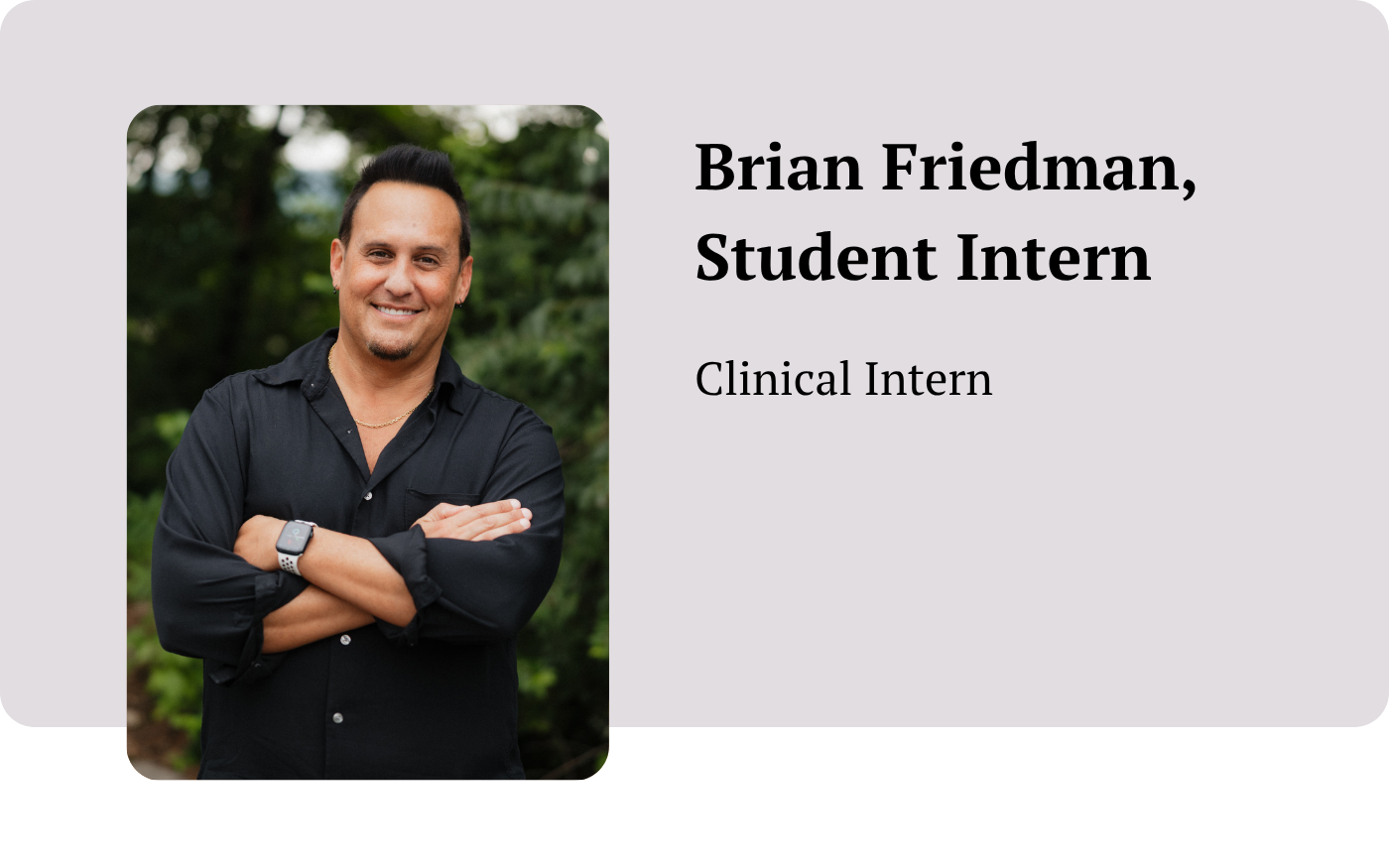 Headshot of Harper Beard with text that says, Student Intern, Clinical Intern.